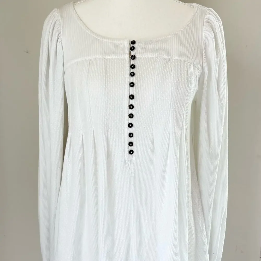 Free People Button Down Knit Top | Size XS Ivory color Boho Cottagecore Romantic